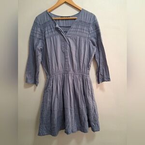 Abercrombie and Fitch Blue Gray Cotton Lace Fit And Flare 3/4 Sleeve Dress XL